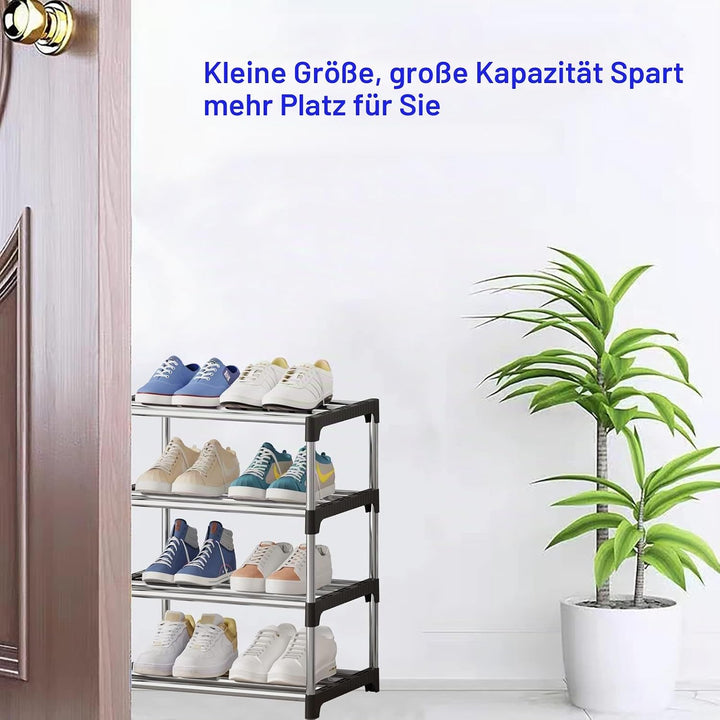 Kleines Schuhregal, stapelbares Schuhregal, 4 Ebenen, Fussraumaufbewahrung, leichtes Schuhregale, Au