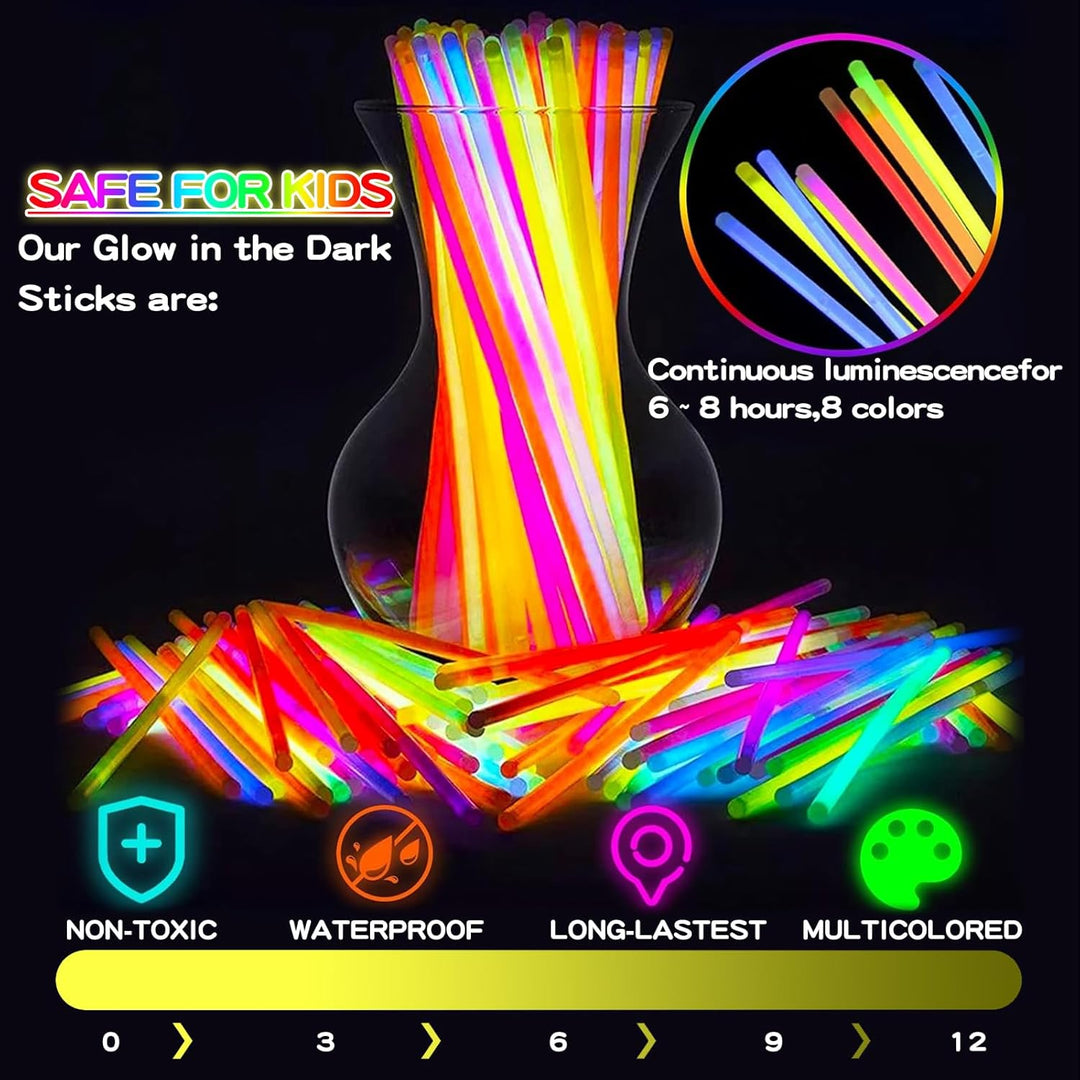 AQXONG 317 PCS Knicklichter Party Set, Fluoreszenz Leuchtendes Armband, Glow Sticks mit Verbinder, N