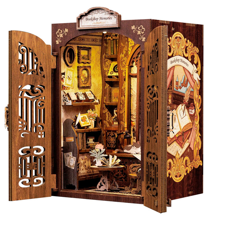 CUTEBEE Book Nook Kit - DIY Miniature House,Puppenhaus Miniatur Haus Selber Baue Bausatz mit Staubsc