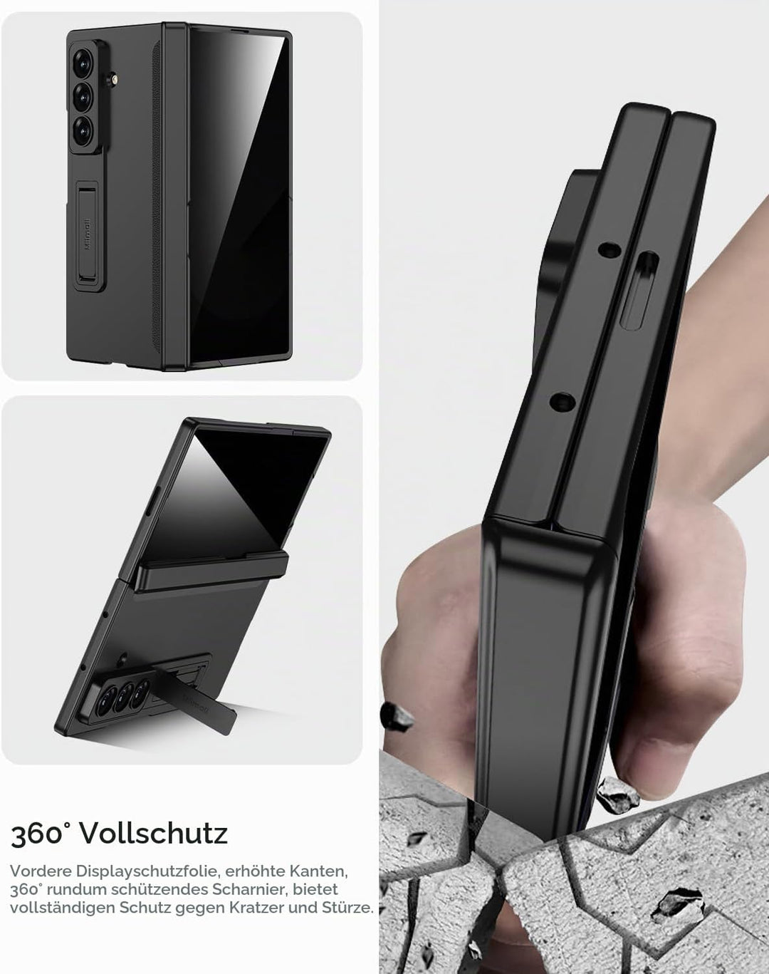 Miimall Kompatibel mit Samsung Galaxy Z Fold 7 Hülle mit Displayschutz Anti-SPY, [Magnetischer Schar