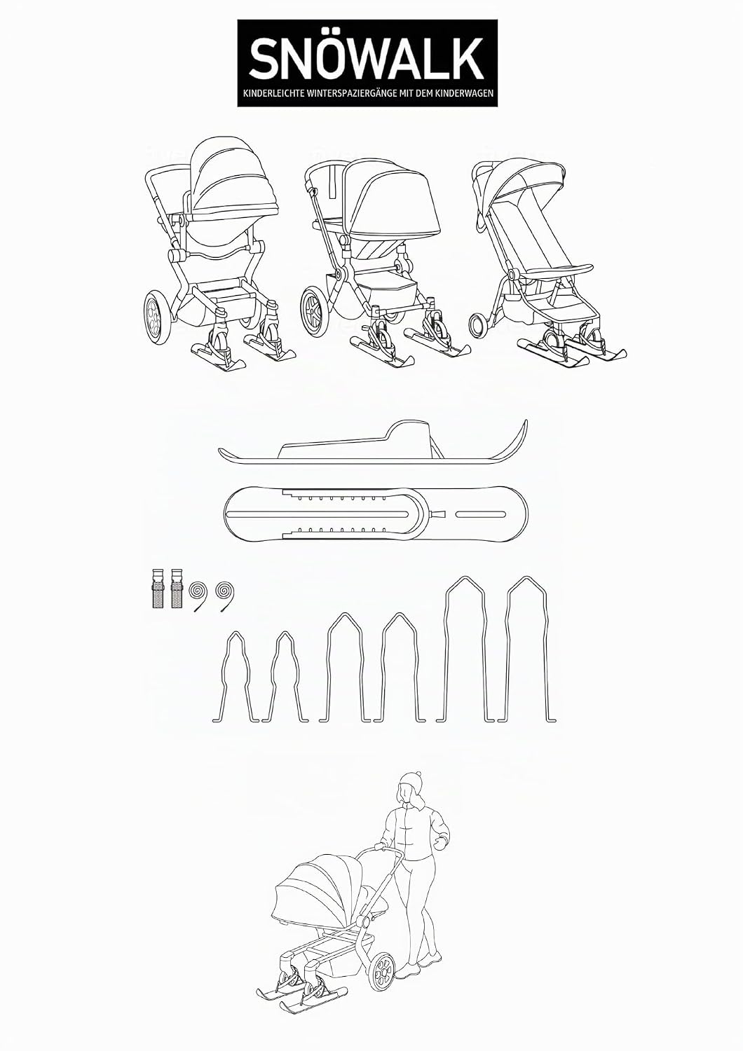 SNÖWALK Kinderwagen ski