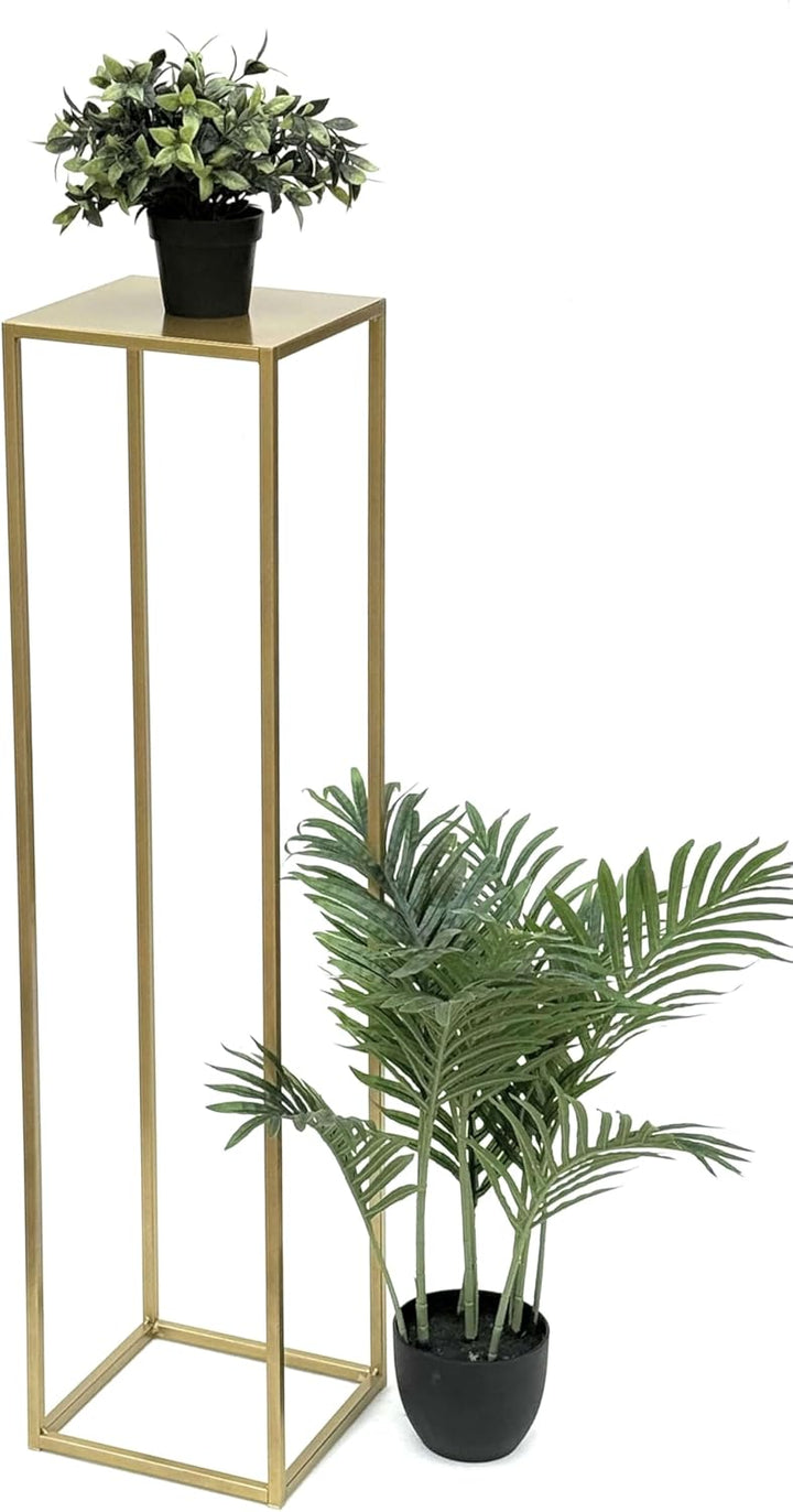 DanDiBo Blumenhocker Metall Gold Eckig 100 cm Blumenständer Beistelltisch 96570 Blumensäule Modern P