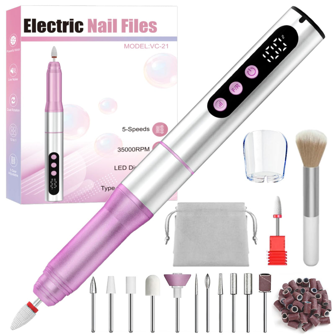 Nagelfräser Kabellos, 35000 U/Min Fräser Nägel, 13 in 1 Elektrische Nagelfeile Professionell Nail Dr
