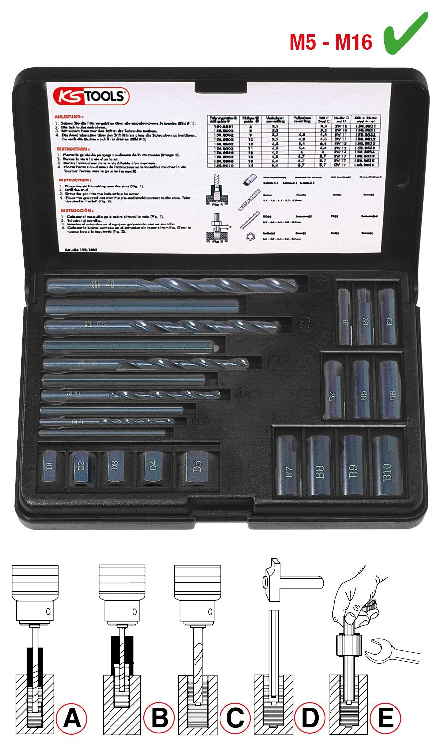 KS Tools 150.1305 Gewindeausdreh-Satz, 25-tlg. & 150.1330 Schrauben-Ausdreher-Satz, 6-tlg. Bundle mi