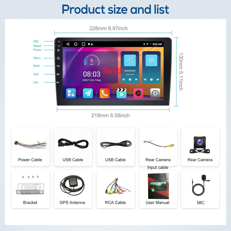 Podofo Android 11 Autoradio 2 Din 2+32G Wireless Carplay Android Auto Mirror Link Bluetooth 9&