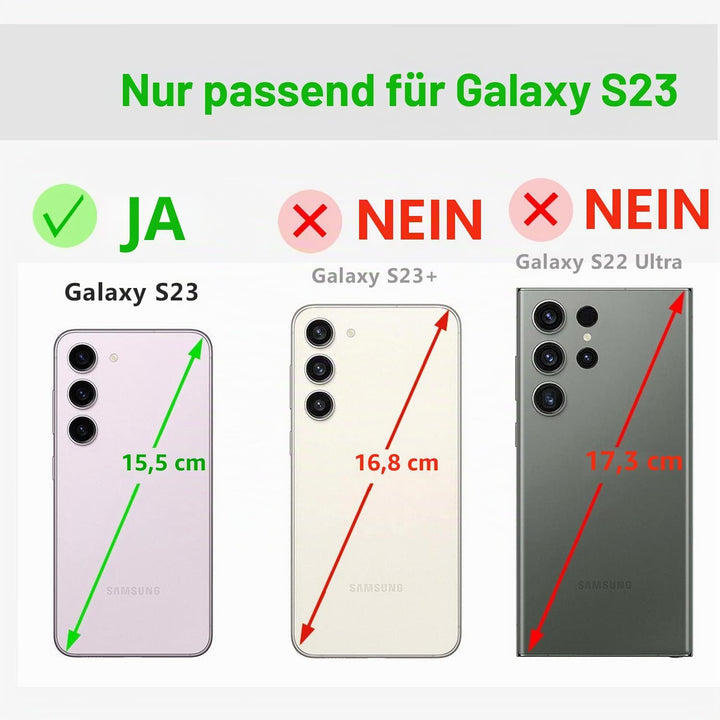 LENSUN Echtleder Hülle für Samsung Galaxy S23, Handyhülle [Echtes Leder] [Kartenfach] [RFID Schutz]