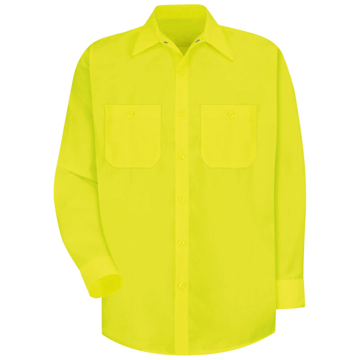 Red Kap Herren Men's Long Sleeve Enhanced Visibility Work Shirt Hemd XL Fluoreszierend Gelb/Grün, XL