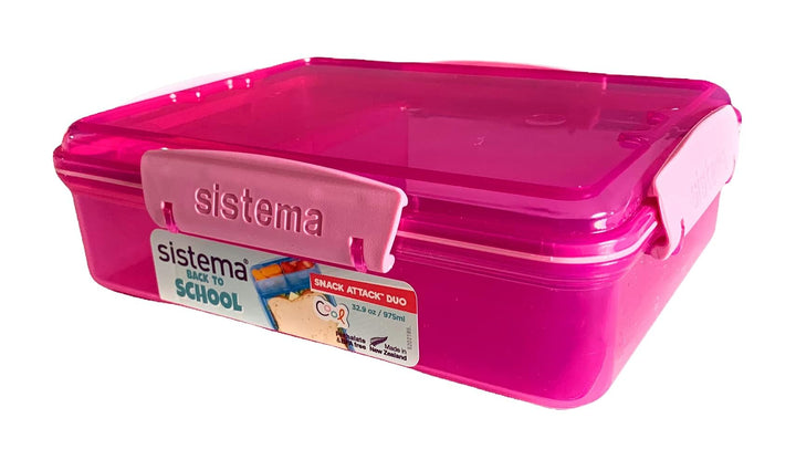 Sistema Snack Attack Duo Brotdose Kinder mit Fächern | 975 ml | BPA-frei | Gemischte Farben (nicht a