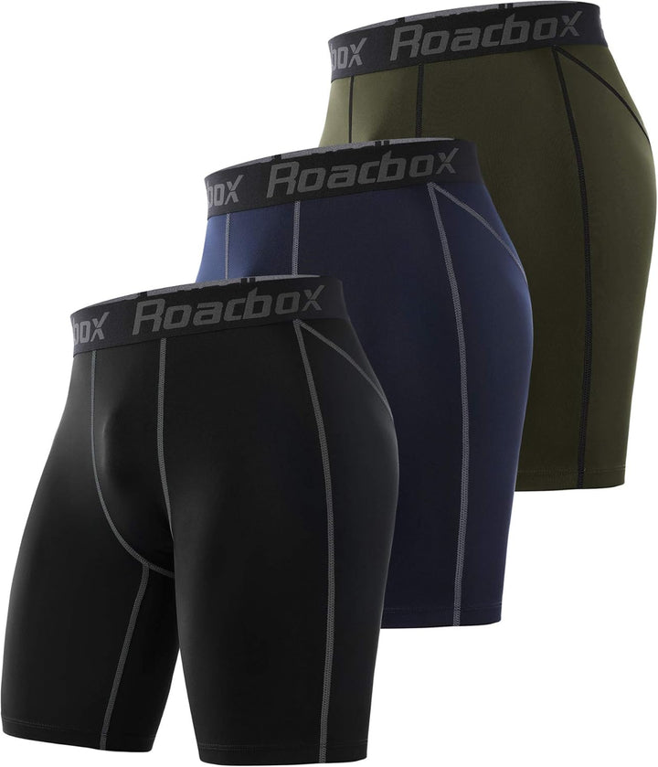 Roadbox 1 oder 3 Pack Herren Kompressionsshorts, Schnelltrocknendes Baselayer Unterhose Tights Kurz