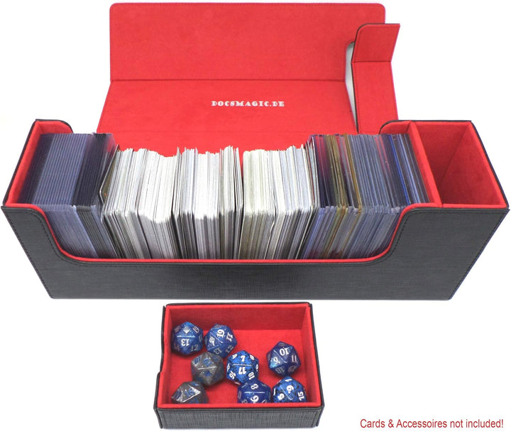 docsmagic.de Premium Magnetic Tray Long Box Black/Red Medium + 3 Flip Boxes - Schwarz/Rot Medium + 3