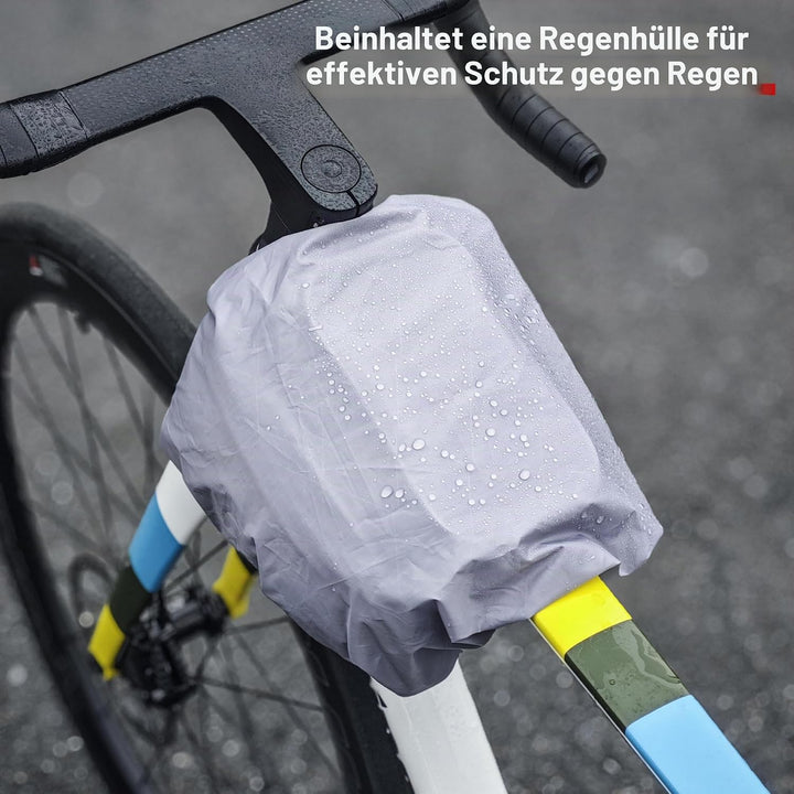 Rhinowalk Fahrrad Rahmentasche mit Handyhalter – wasserdichte Oberrohrtasche mit Regenschutz, Doppel