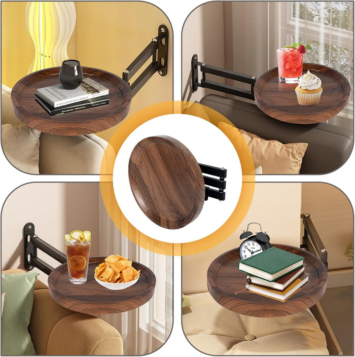 Wandklapptisch Rund, 720° Frei Einstellbar Klapptisch Wand Schreibtisch, 30cm Ausziehbar Tisch Aus H