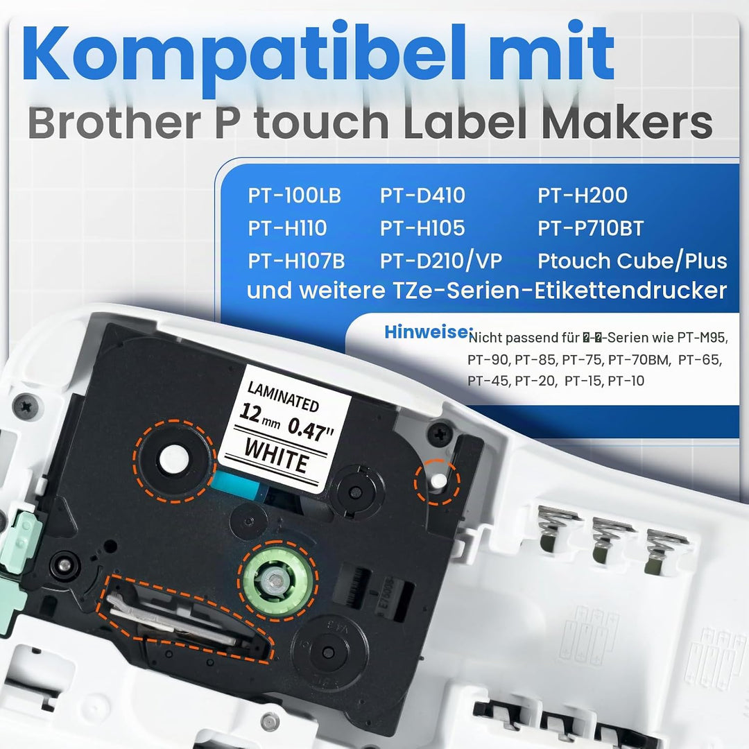 MarkField 4x H100LB H110 Band 12mm Kompatibel mit Brother P-Touch Bänder TZe-231 Tze231 12mm 0.47 We