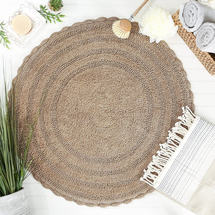 DII Crochet Collection Wende-Badematte, rund, 69,8 cm Durchmesser, Stein Round, 27.5" Diameter Stein