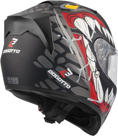 Bogotto V128 Naga Helm (Black Matt/Red,XL) XL Schwarz Matt/Rot, XL Schwarz Matt/Rot