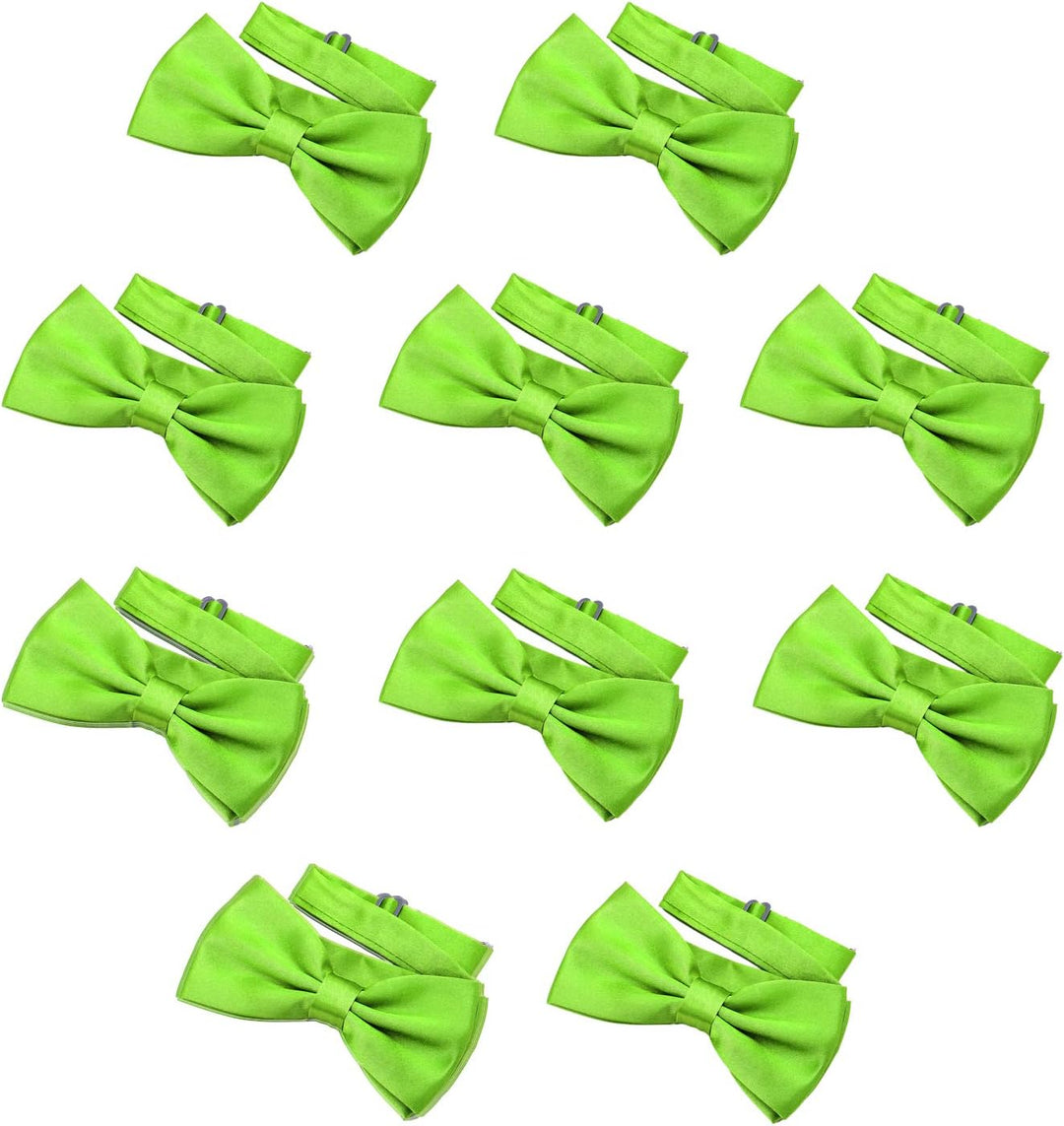 DonDon 10er Set Herren Fliege 12 x 6 cm gebunden und längenverstellbar Neongrün, Neongrün
