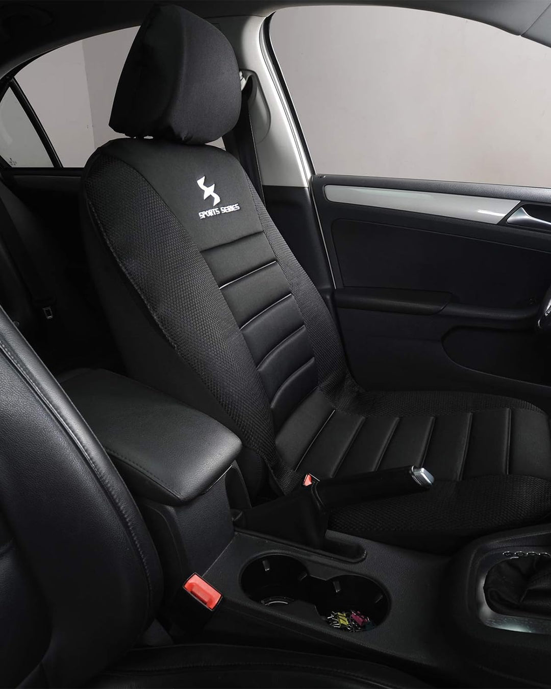 WOLTU 2er Sitzbezüge Auto Einzelsitzbezug universal Grösse, Komplettset, schwarz, schwarz