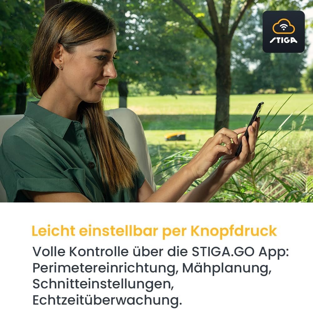 STIGA A750 AutonomerRasenmäher Roboter. Mähroboter ohne Begrenzungskabel (max. 900m²). App-Steuerung