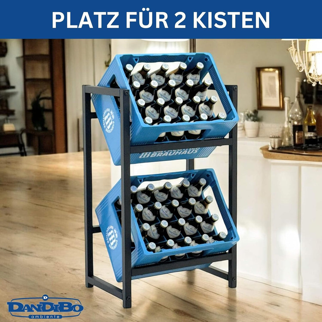 DanDiBo Getränkekistenregal 2 Kisten Schmal Metall Stehend 96475 Getränkekistenhalter 47 cm Getränke