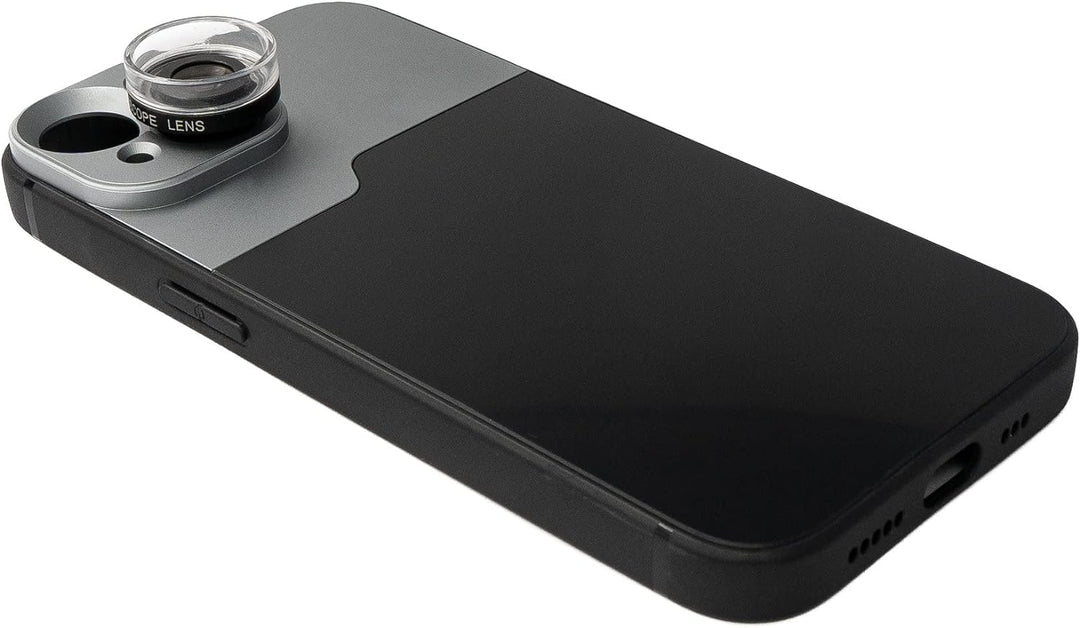 SYSTEM-S Makro Linse 30x Mikroskop Filter mit Hülle in Schwarz für iPhone 13