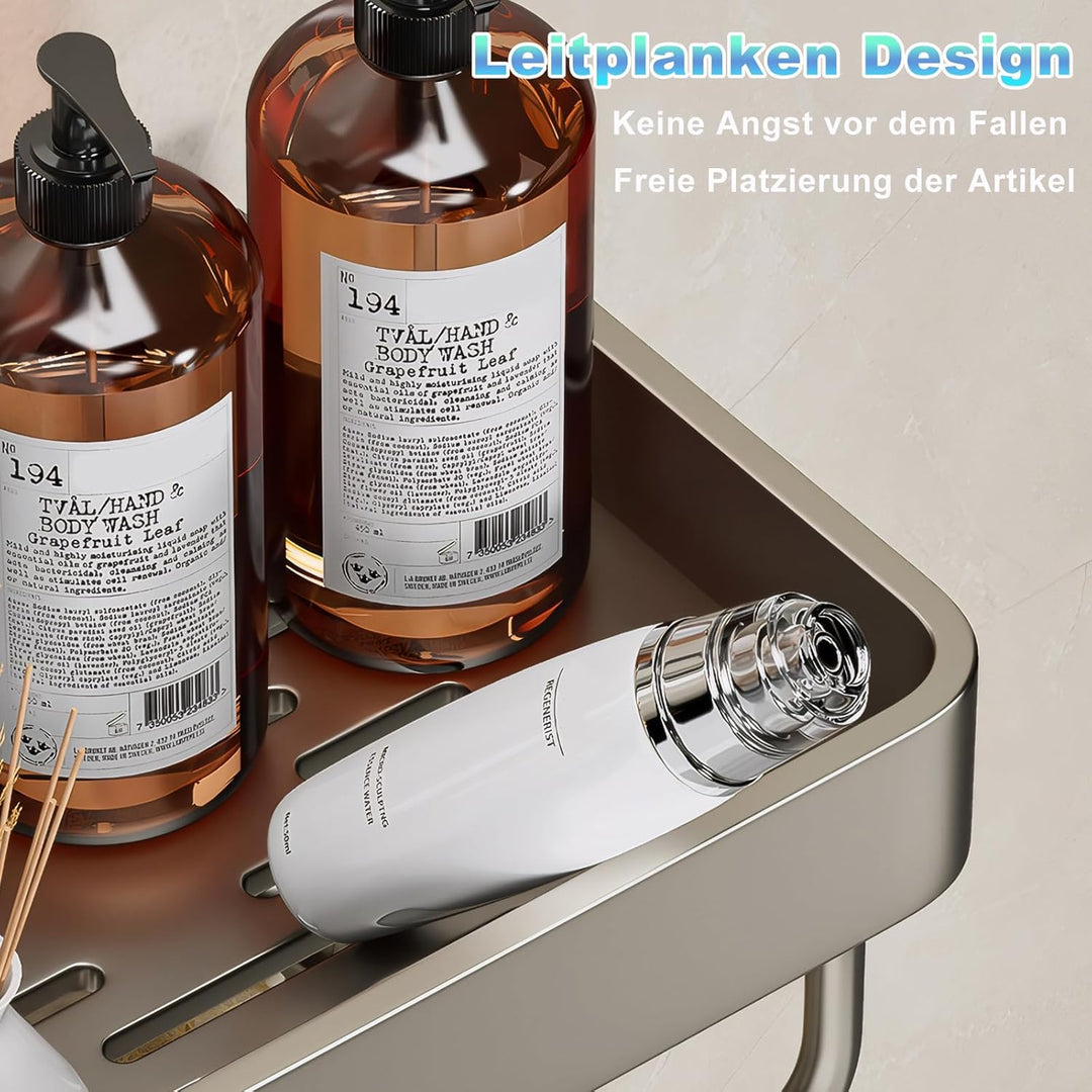 Duschablage ohne Bohren,rostfreie Badezimmer Organizer Duschregal für 19 mm - 23 mm Duschstange,Badr