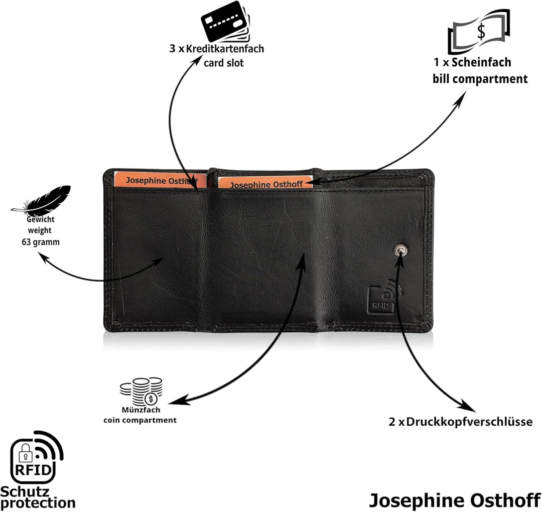 Josephine Osthoff Geldbörse Damen Portemonnaie klein KleinGeldbörse Herren Slim Münzbörse Geldbeutel