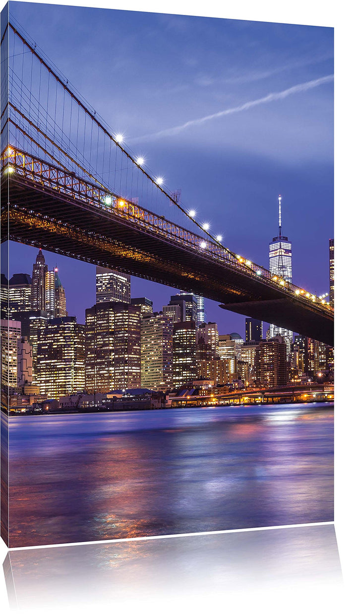 New York Brooklyn Bridge, Format: 100x70 auf Leinwand, XXL riesige Bilder fertig gerahmt mit Keilrah