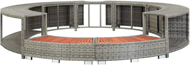 Festnight Whirlpool Umrandung Poly Rattan mit Stauraum Poolumrandung Poolverkleidung Stahlrahmen Whi