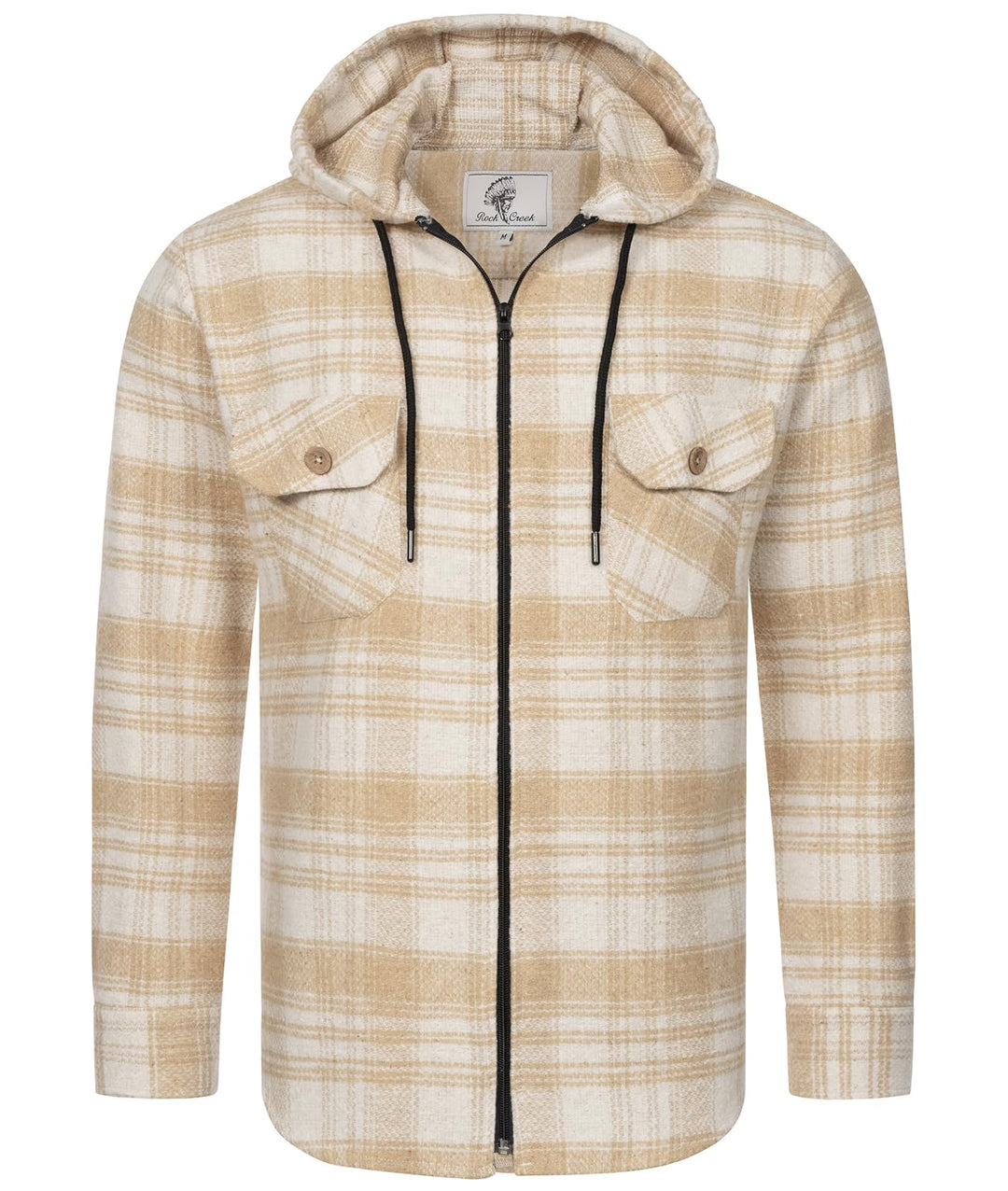 Rock Creek Herren Hemd Kariert Kapuzenhemd M65 S Beige - H335, S Beige - H335