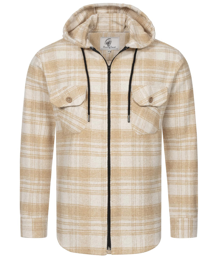 Rock Creek Herren Hemd Kariert Kapuzenhemd M65 S Beige - H335, S Beige - H335