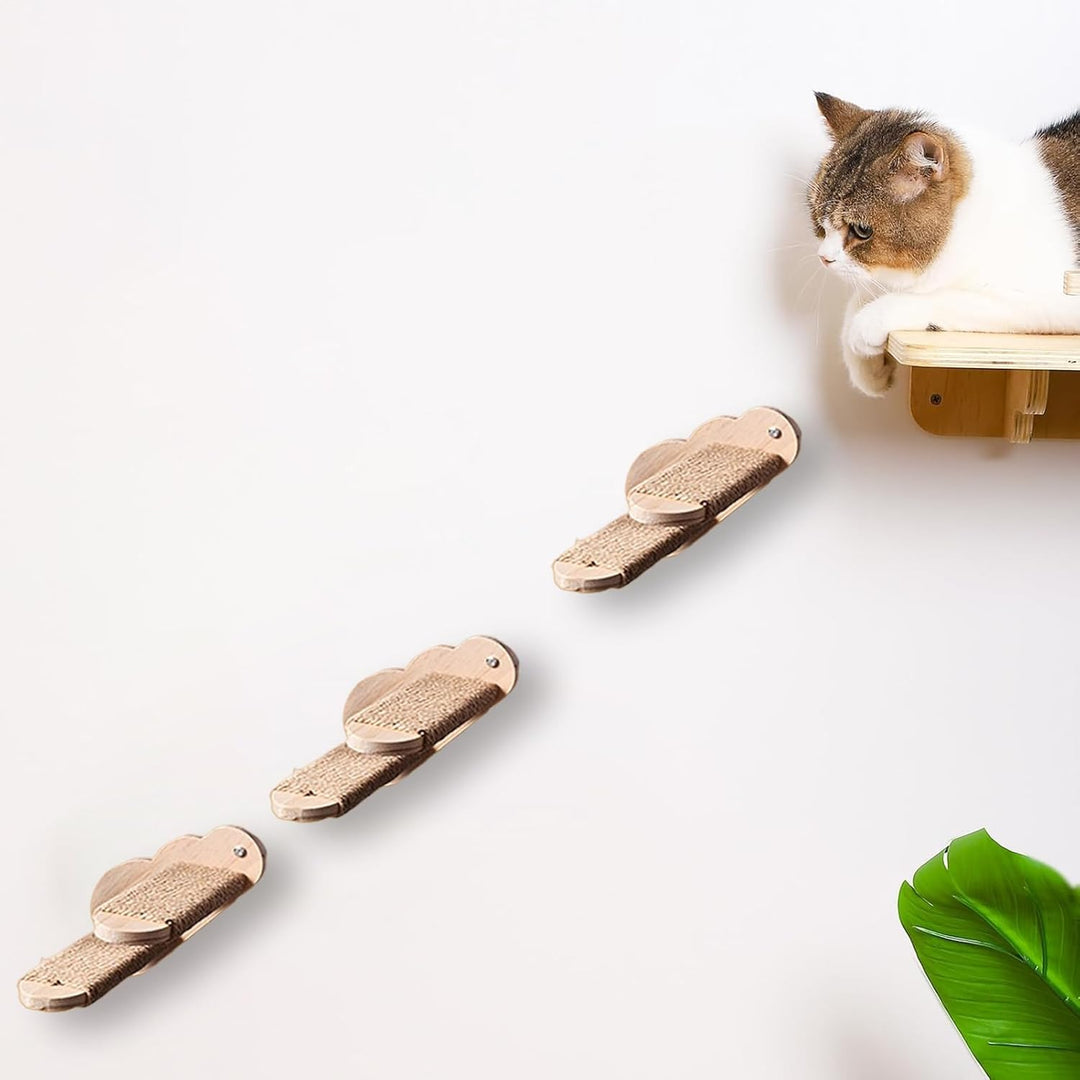 Wandtreppen für Wohnungskatzen | Kletterstufen Schwebende Holztreppe Für Die Wand | Elegante Katzenm