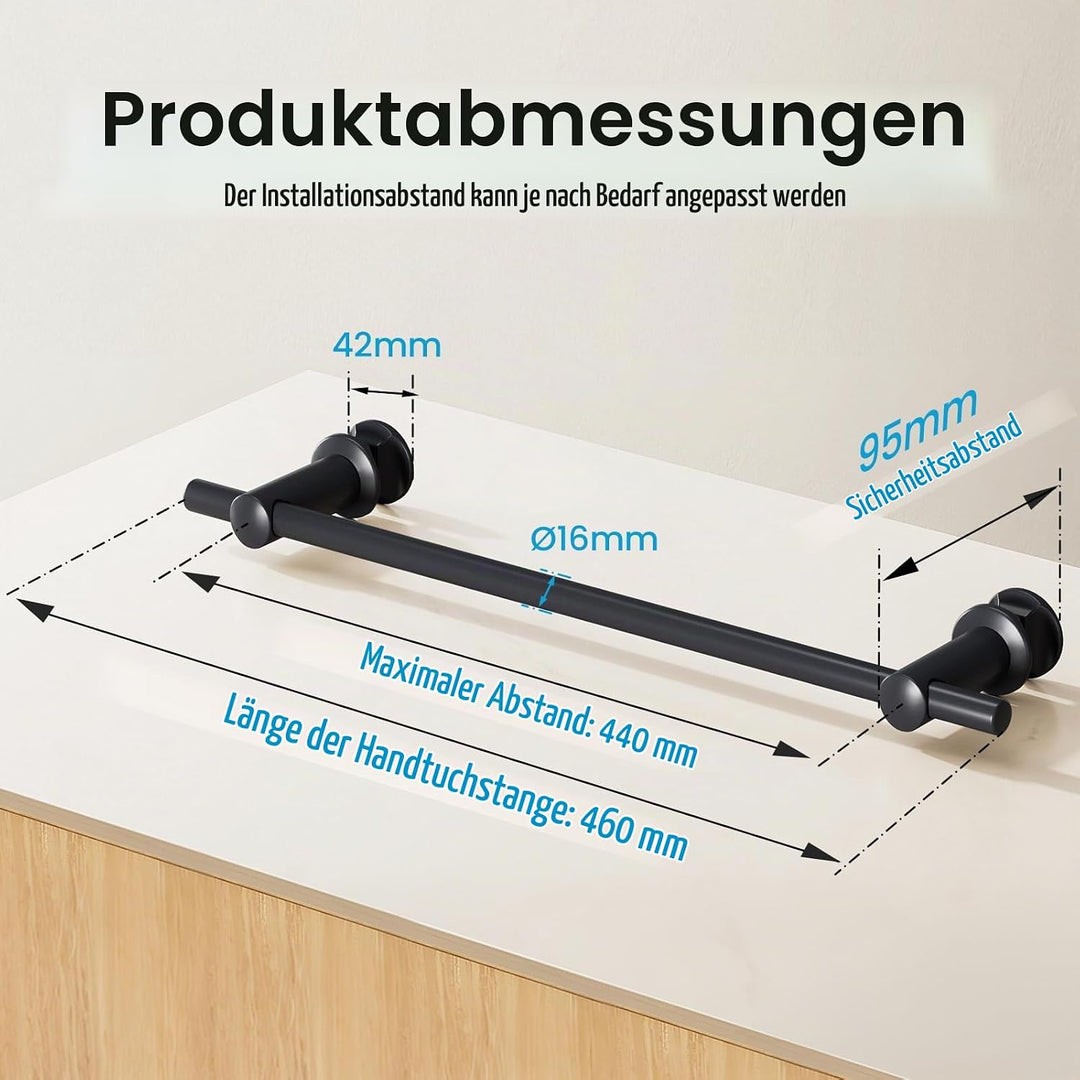Heilmetz Handtuchhalter für Heizkörper, 460mm Handtuchstange Einfache Montage auf Badheizkörper und