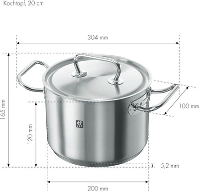 ZWILLING Twin Classic Kochtopf mit Deckel, 20 cm, 3,5 L, Induktionsgeeignet, Edelstahl, 20 cm