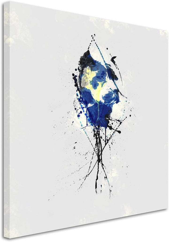 Paul Sinus Art Pitbull II 60x60cm Keilrahmenbild Kunstbild Aquarell Art Wandbild auf Leinwand fertig