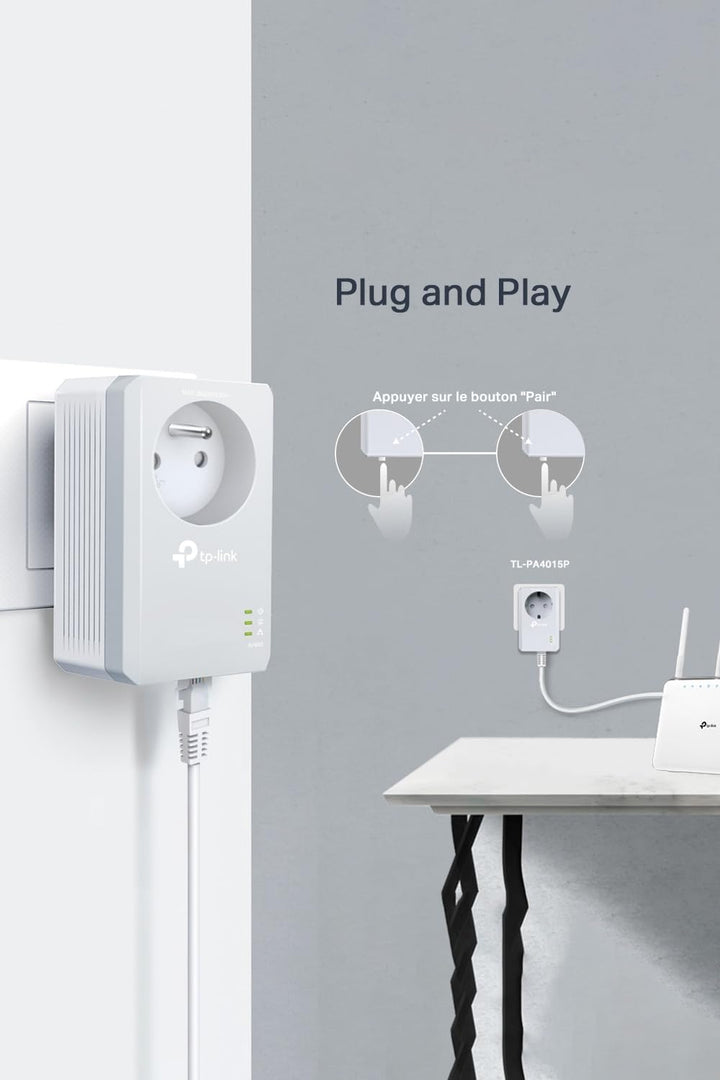TP-Link CPL AV600 (600-Mbit/s-Debit), 1 Port Fast Ethernet, integrierte französische Version von Pri