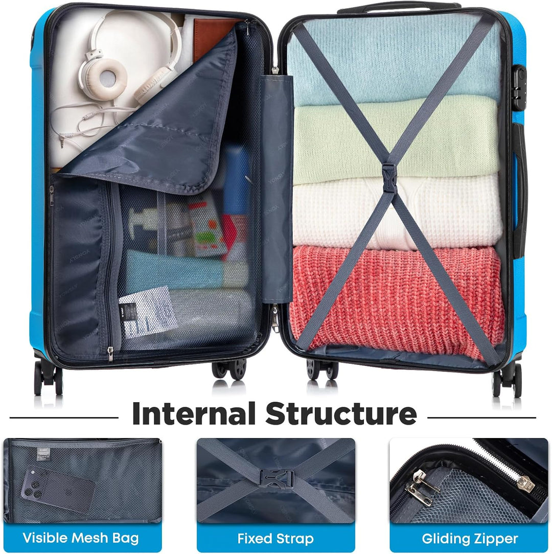 Kabinenkoffer mit abnehmbaren Rädern, S Koffer Suitcase Blau, Trolley Reisekoffer, Rollkoffer Handge