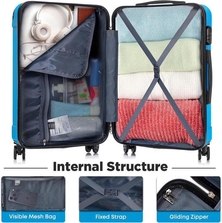 Kabinenkoffer mit abnehmbaren Rädern, S Koffer Suitcase Blau, Trolley Reisekoffer, Rollkoffer Handge
