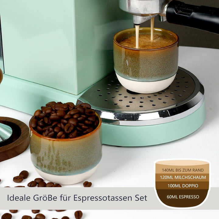 NOVAJOY | Espressotassen Set | 4-teilig | 140 ml | Mini-Espressotasse - Handgefertigt dickwandigem |