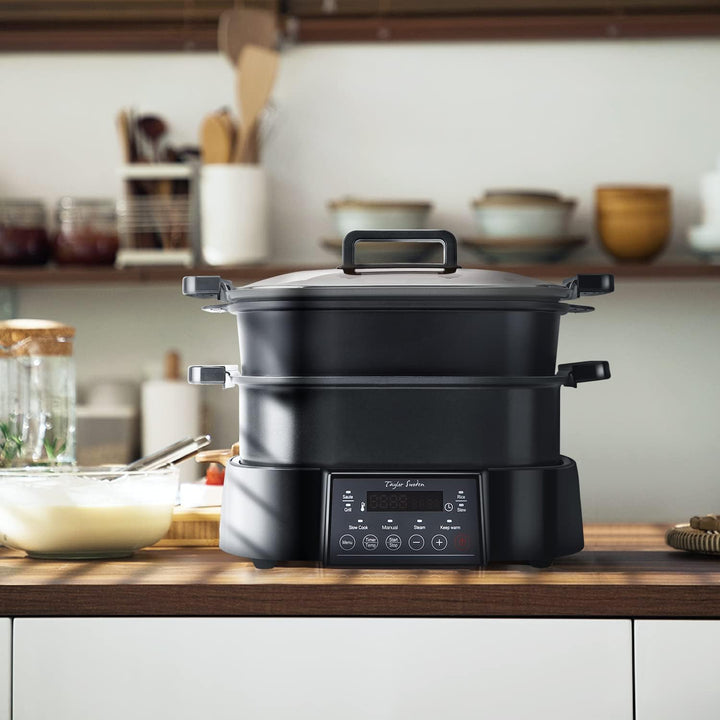 Taylor Swoden Arthur Dampfgarer mit Timer, Ultrakompakter Dampfgarer mit 3 Einschüben, BPA-frei, Pro