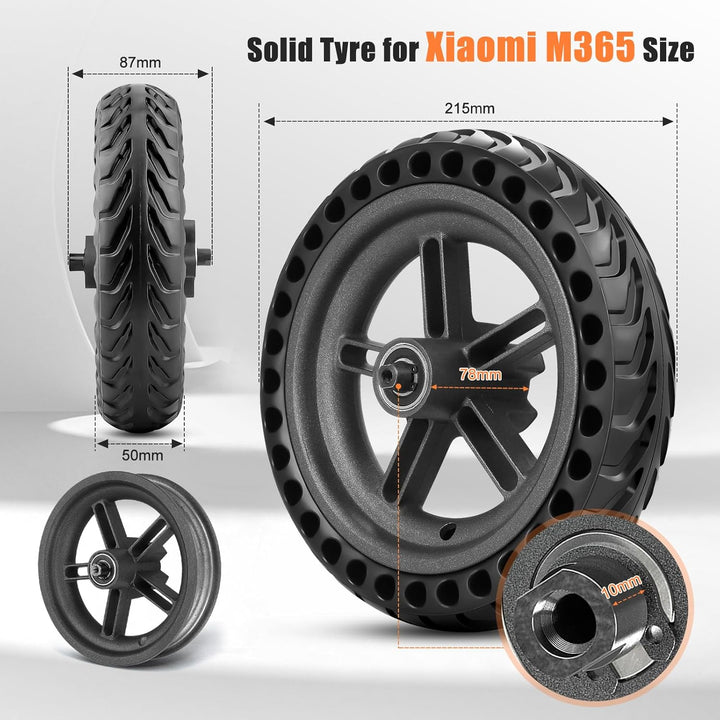 8,5 Zoll E Scooter Solid Reifen, 8,5 Zoll Vollgummireifen mit Radnabe Scooter Ersatzräder, für Xiaom