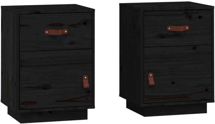 FIRBNUS Bedside Table Nachtkonsole Beistelltisch mit Stauraum Night Stand Nachttische 2er Set Schwar