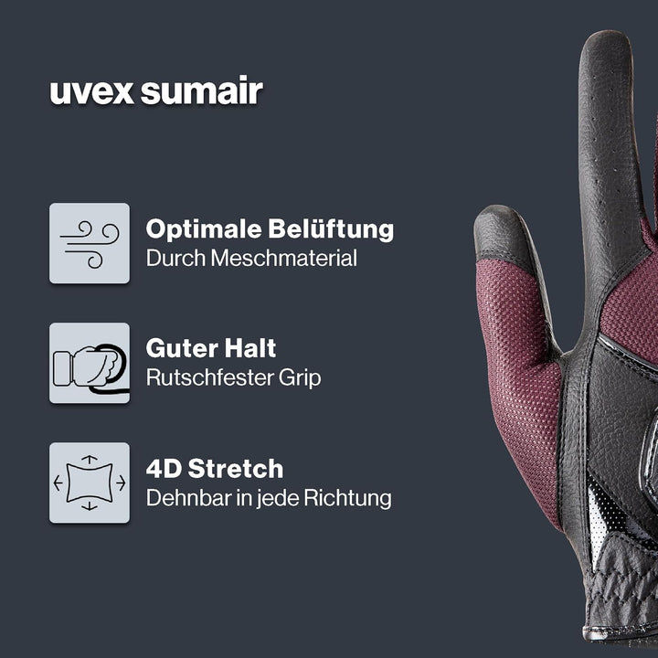 uvex Unisex – Erwachsene Sumair Reithandschuhe 6.5 black-burgundy, 6.5 black-burgundy