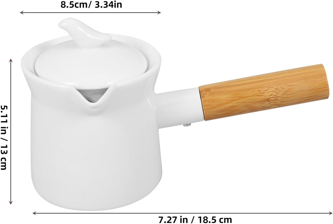 Ciieeo Keramik-Milchtopf 350Ml Mit Holzgriff - Ideal Für Sossen Butter Milch Eleganter Kleiner Topf