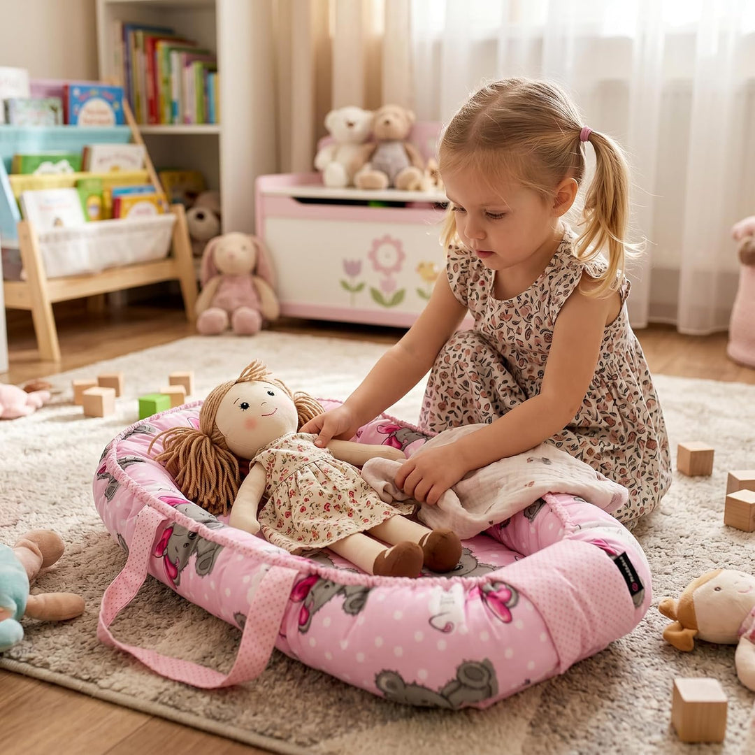 PinkZebra Tragetasche,2 in 1 Tragetasche, Tragenest Kokon aus Baumwolle, It's a Girl, It's A Girl