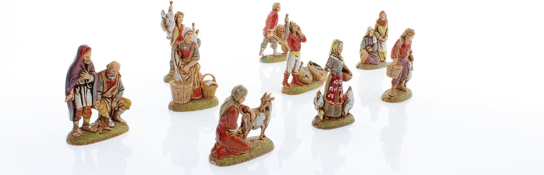 Moranduzzo Set 9 Neapolitanische Hirten für 6 cm Krippe Massstab 1:32 – MINI 6 – Unzerbrechliche Fig