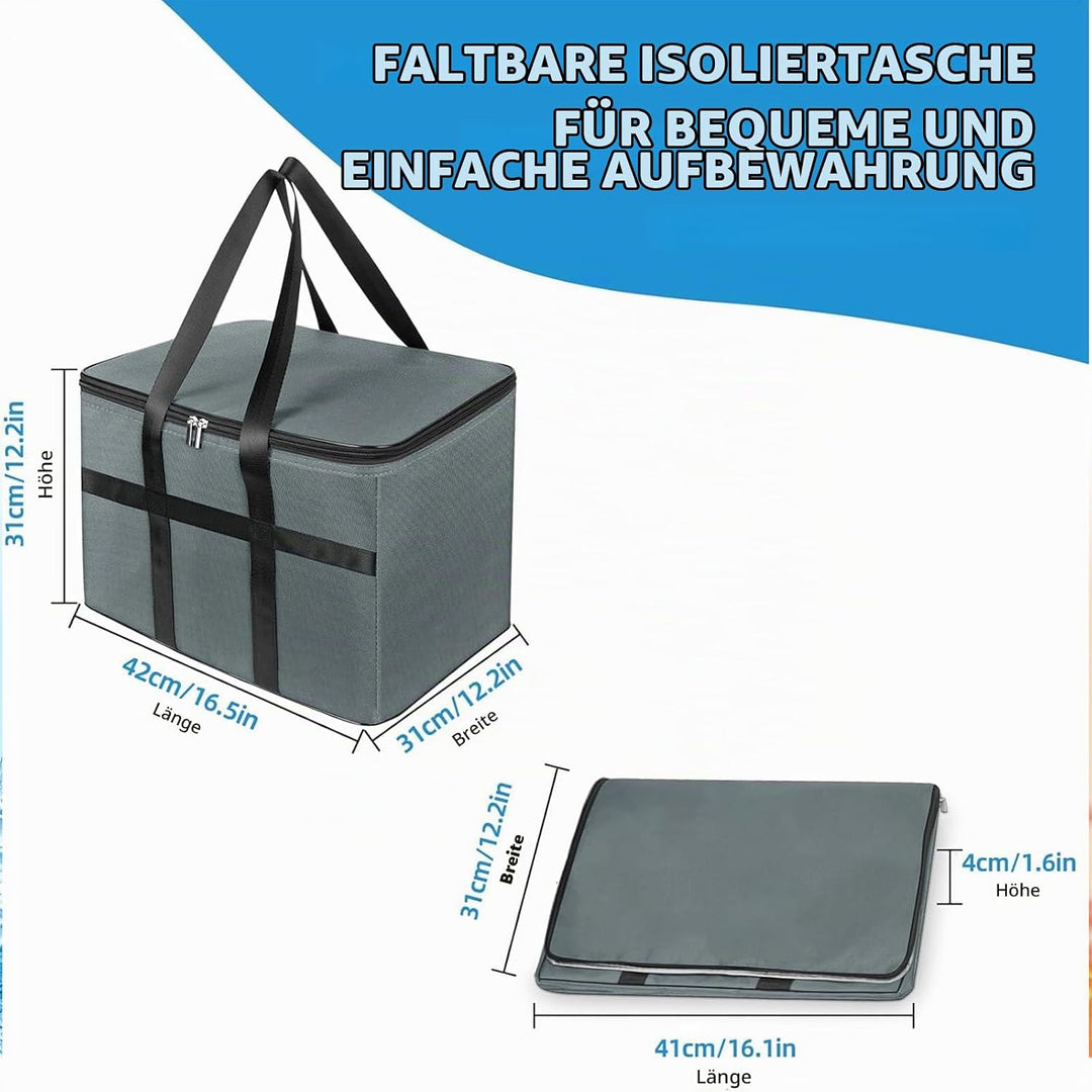 Grosse 38 Liter Kühltasche Faltbar, Thermotasche Einkaufstasche, kühltasche Einkauf, Hält 20kg, Perf