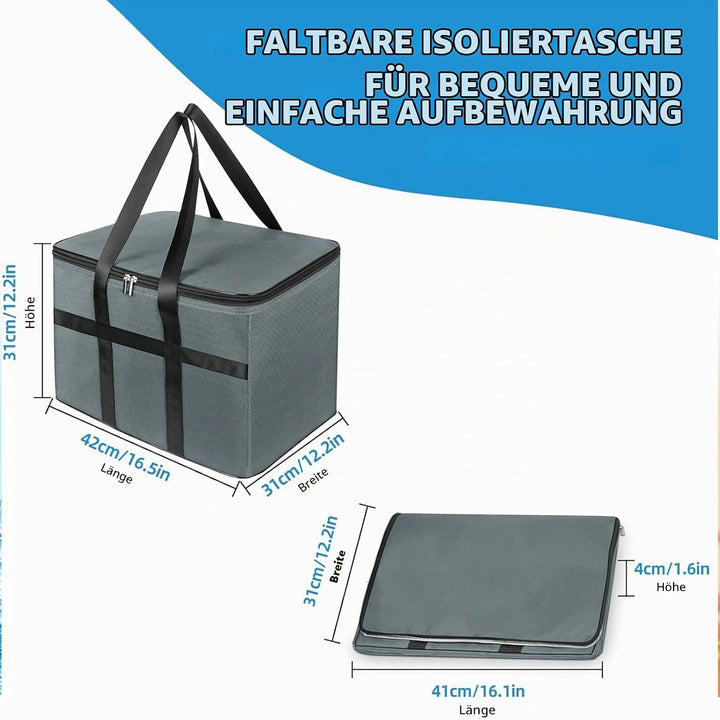 Grosse 38 Liter Kühltasche Faltbar, Thermotasche Einkaufstasche, kühltasche Einkauf, Hält 20kg, Perf