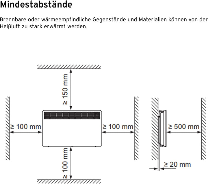 Vaillant eloMENT VER 150/5 Wandkonvektor für ca. 15 m2 (weiss), 230V, 1,5 kW Heizleistung, Elektrohe