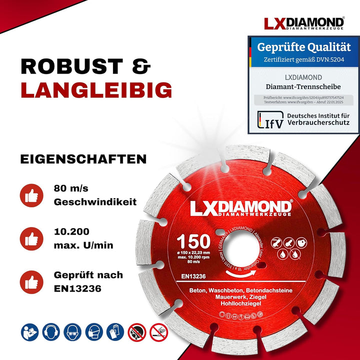 LXDIAMOND 3x Diamant-Trennscheibe 150mm - Diamantscheibe passend für Bepo FFS 150 151 Montagefräse F