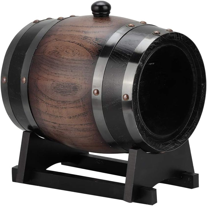 Holz Whiskyfass 3 Liter Vintage Eiche Weinfass mit Zapfhahn und Stand, Oak Whiskey Fass Spender für